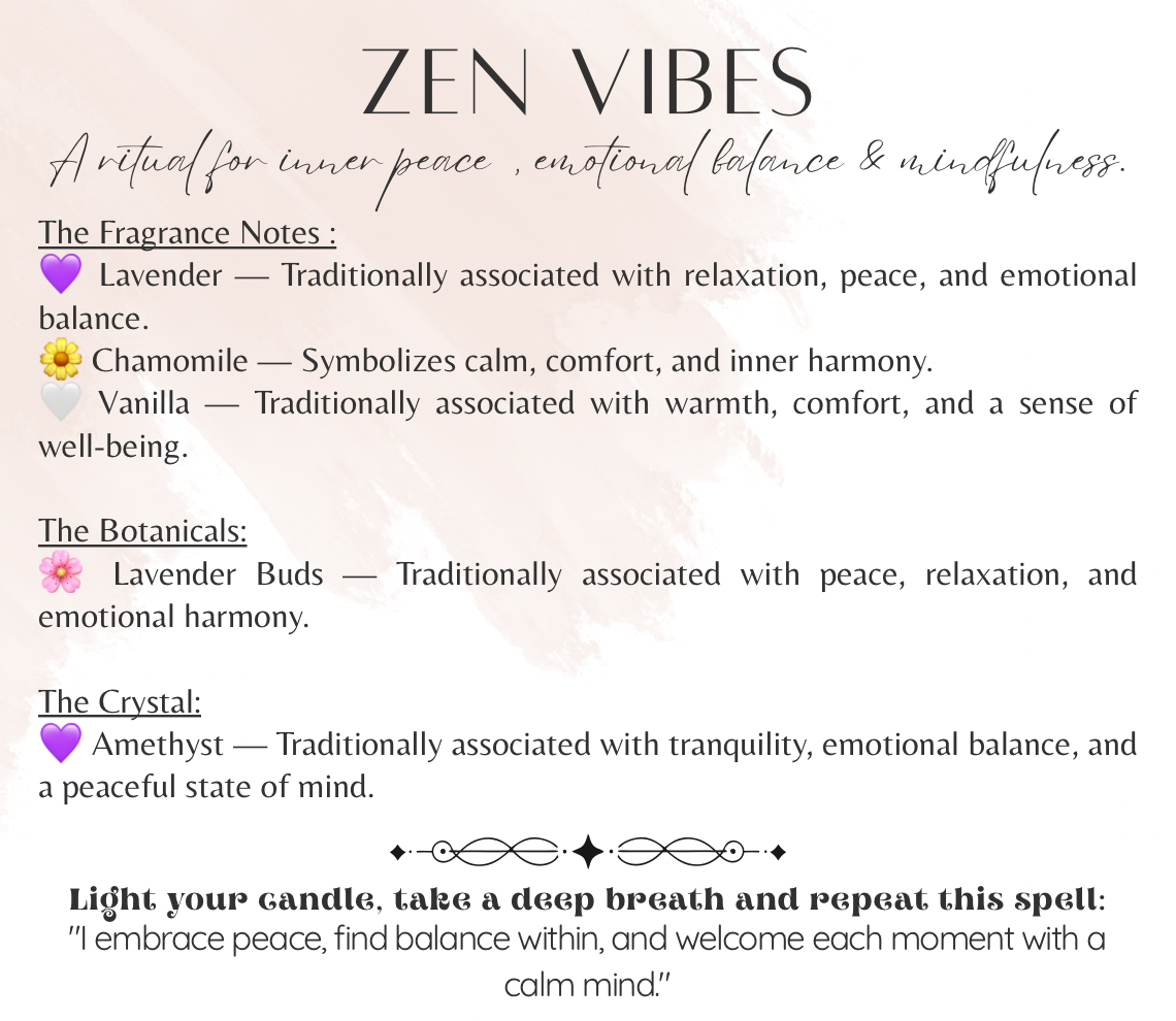 ZEN VIBES – Candle 6oz 🕊️💜