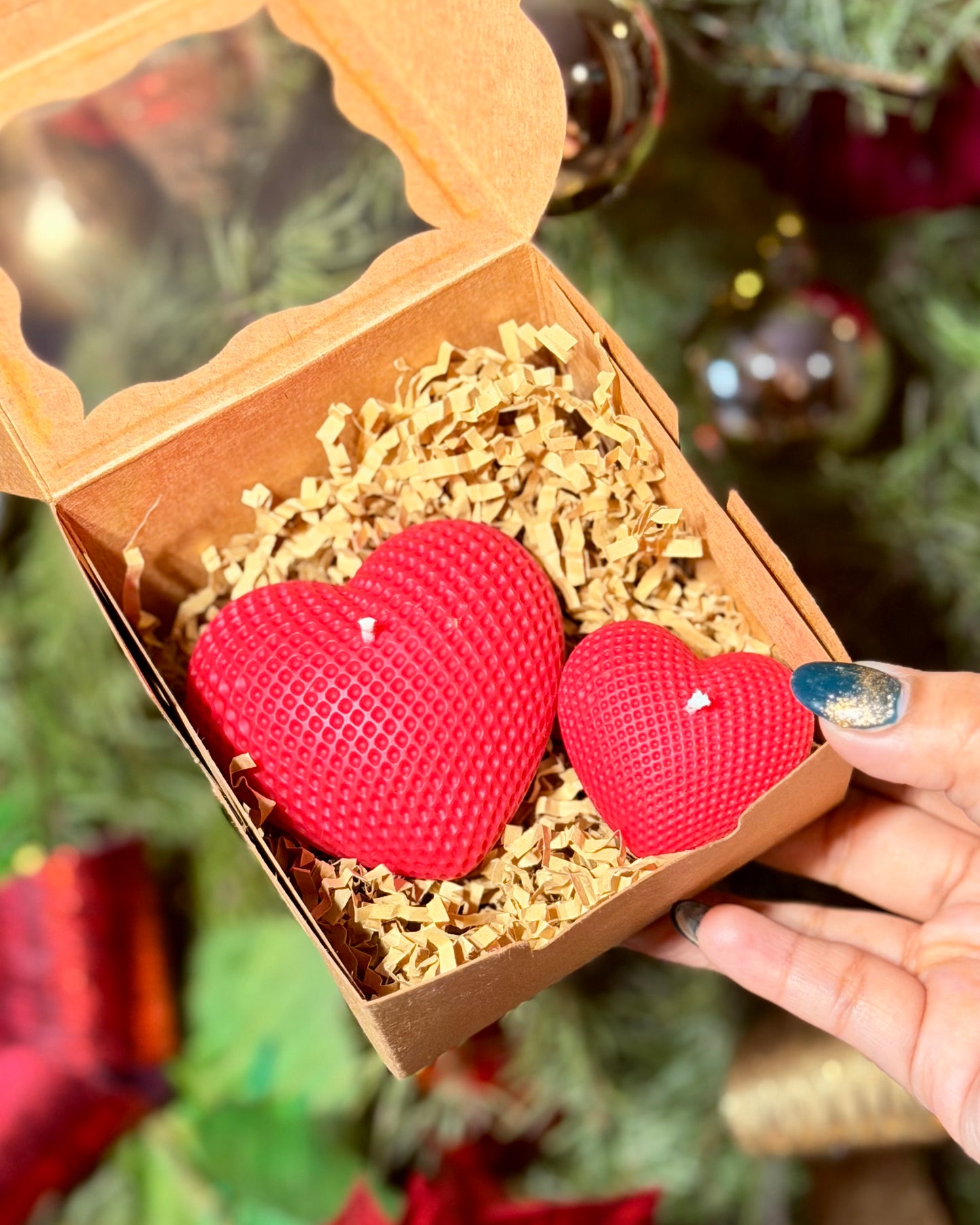 MINI VALENTINE HEART SET – Floral Candle Duo 💘✨